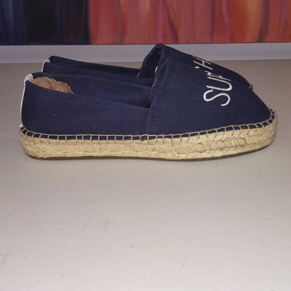 Aerie Navy Canvas Espadrilles Slip-On Flats Super Shady 100% Cotton Size 8 NWOT - Picture 5 of 9